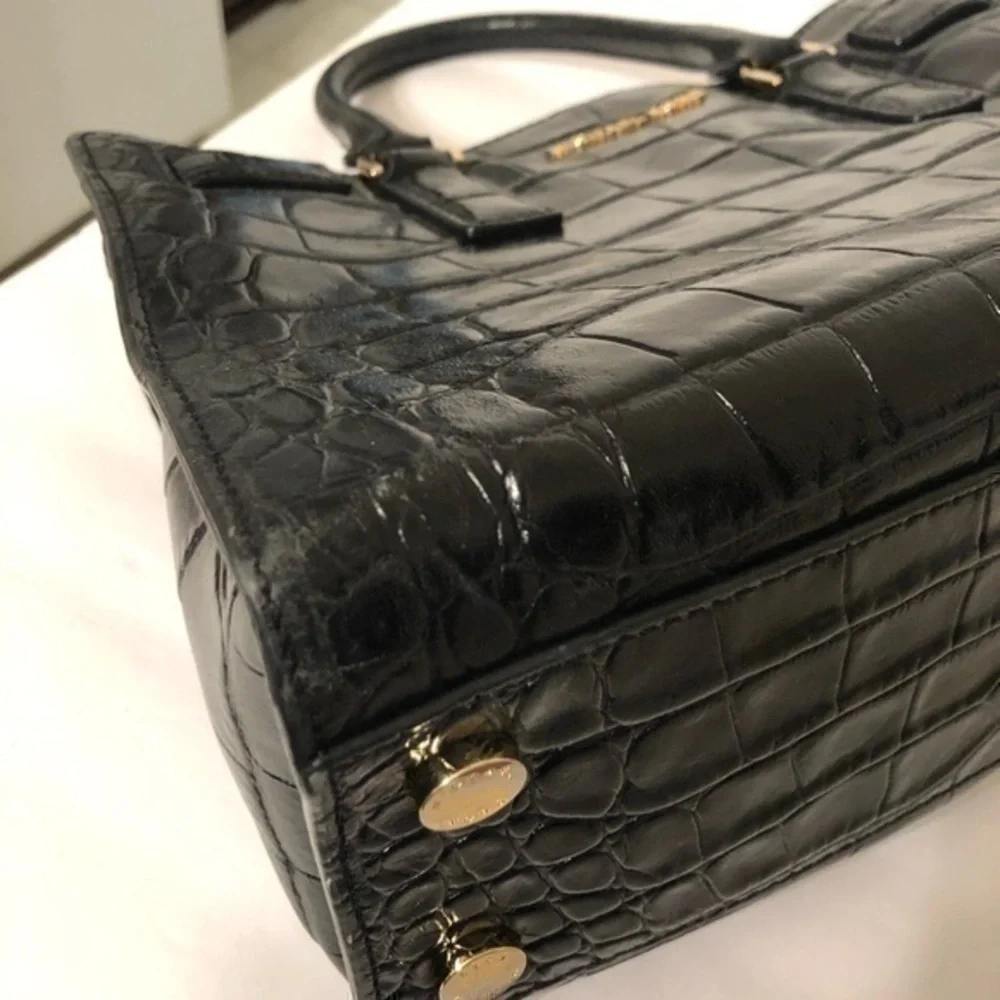 MICHAEL KORS black embossed leather tote bag